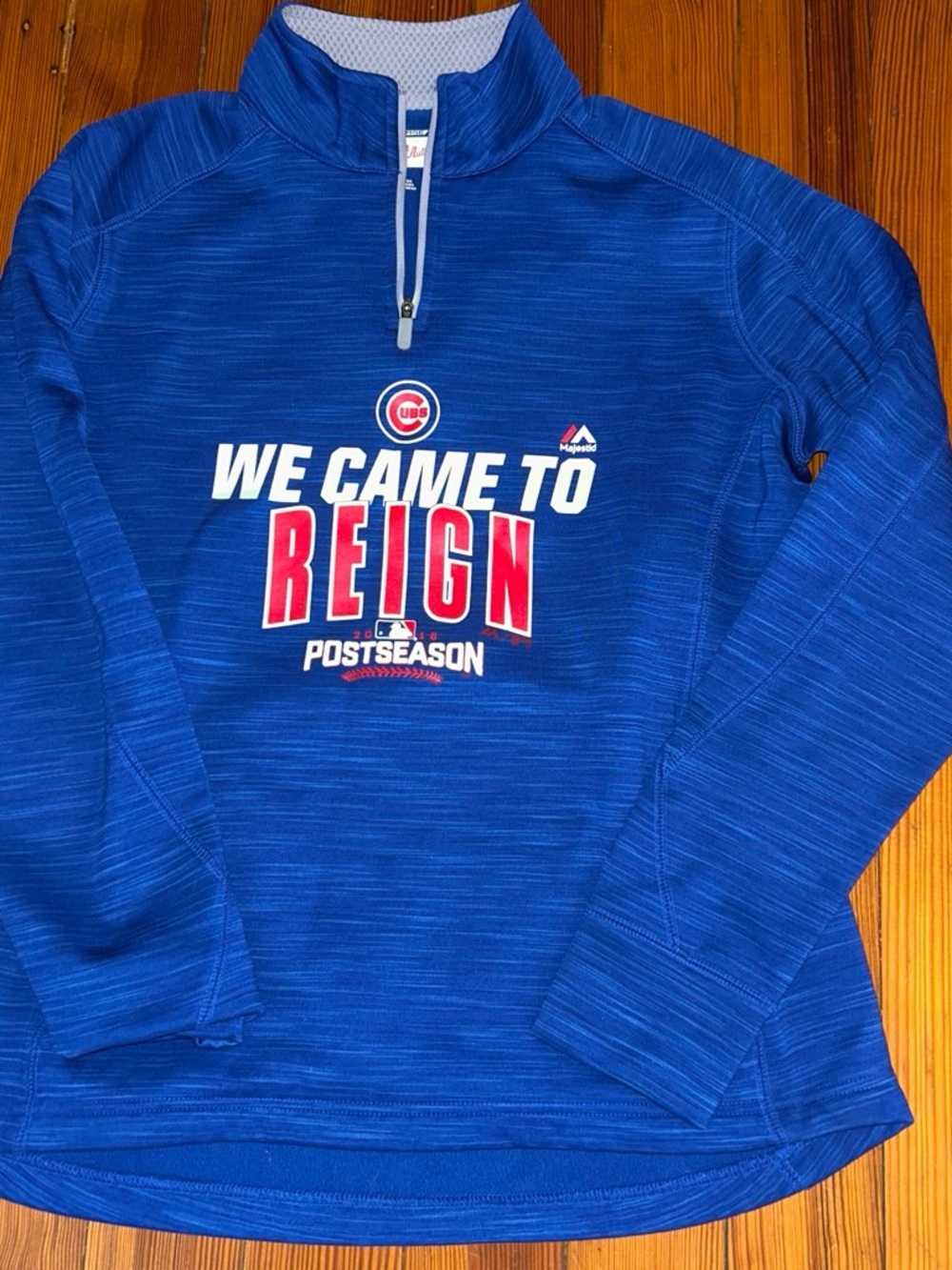 Majestic Royal Blue Chicago Cubs 'We Came to Reign' Zip Pullover